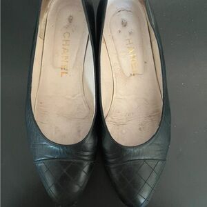 Chanel Quilted Black Flats